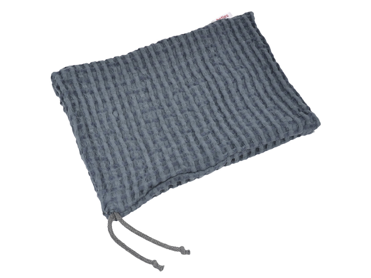 Eisbeutel – Kuehlbeutel aus Waffelpique Leinen-Baumwoll-Mix – nordisches Design von beties aus der "PUR.NATURE" Serie. In der Farbe Fjord-blau.