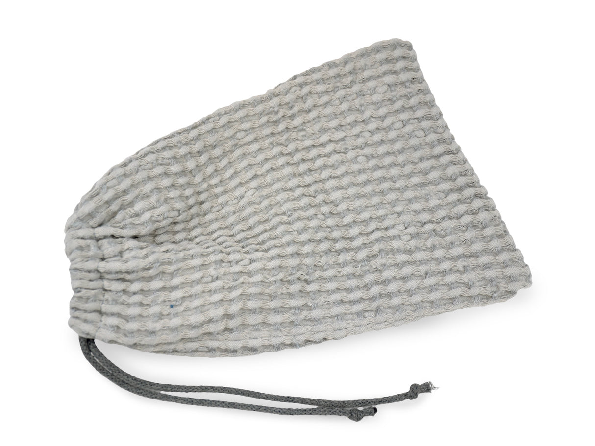 Eisbeutel – Kuehlbeutel aus Waffelpique Leinen-Baumwoll-Mix – nordisches Design von beties aus der "PUR.NATURE" Serie. In der Farbe Nebel-grau.