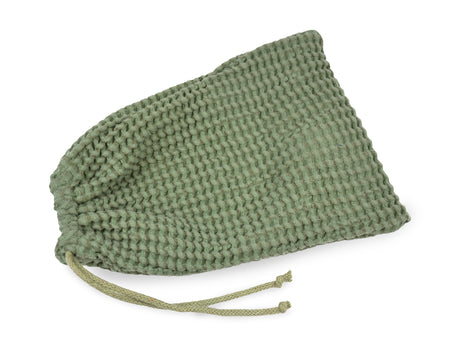 Eisbeutel – Kuehlbeutel aus Waffelpique Leinen-Baumwoll-Mix – nordisches Design von beties aus der "PUR.NATURE" Serie. In der Farbe Salbei-gruen.