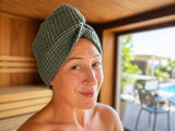  beties Pur Nature Haarturban Salbeigrün – Spa-Feeling zu Hause, Waffelpiqué aus Leinen-Baumwoll-Mix 