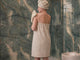 Haarturban 25x70 cm aus Leinen-Frottee mit Knopf | SAVU