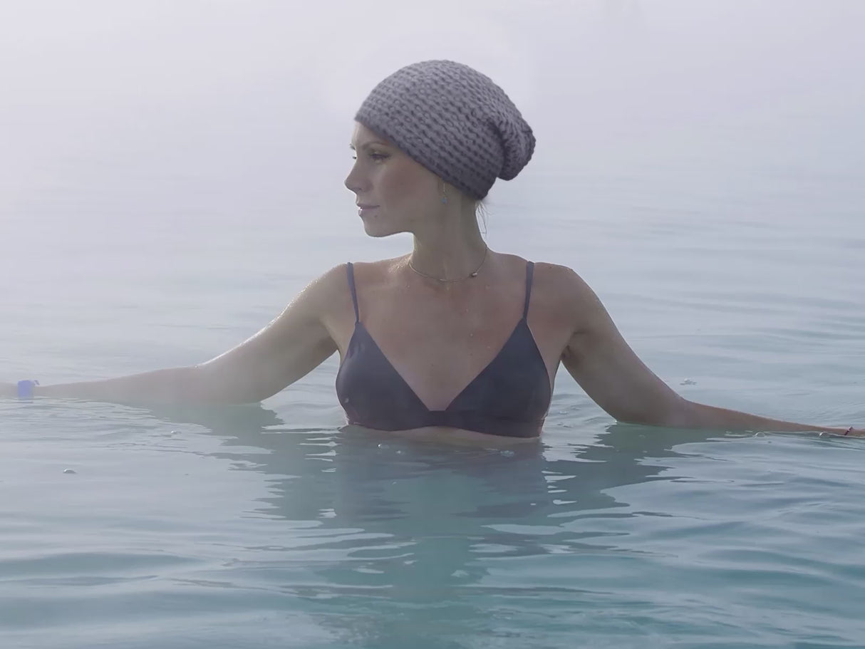 Video Sauna Beanie Waffelpique Baumwolle-Leinen-Mix aus der beties Serie "PUR.NATURE.
