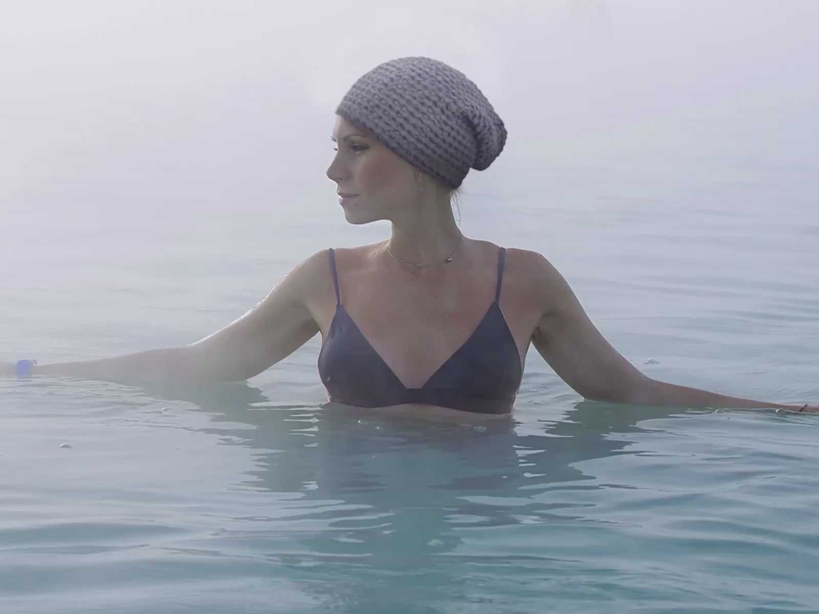 Video Sauna Beanie Waffelpique Baumwolle-Leinen-Mix aus der beties Serie "PUR.NATURE.