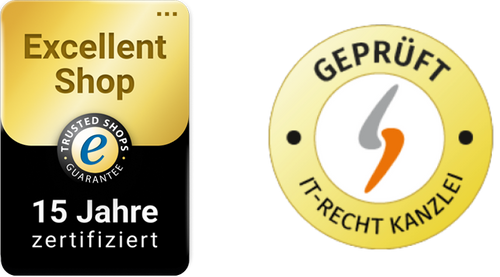 Trusted shops 15 jahre zertifiziert Label für excellent shop und Widget IT-Recht kanzlei geprüft